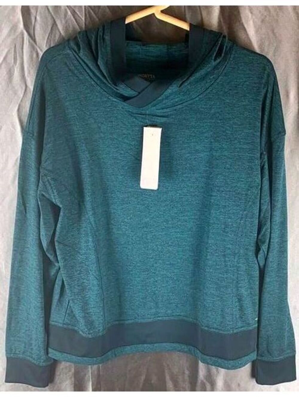 Mondetta Performance + Luxury Women’s Teal Hooded Pullover Activewear Sz Medium